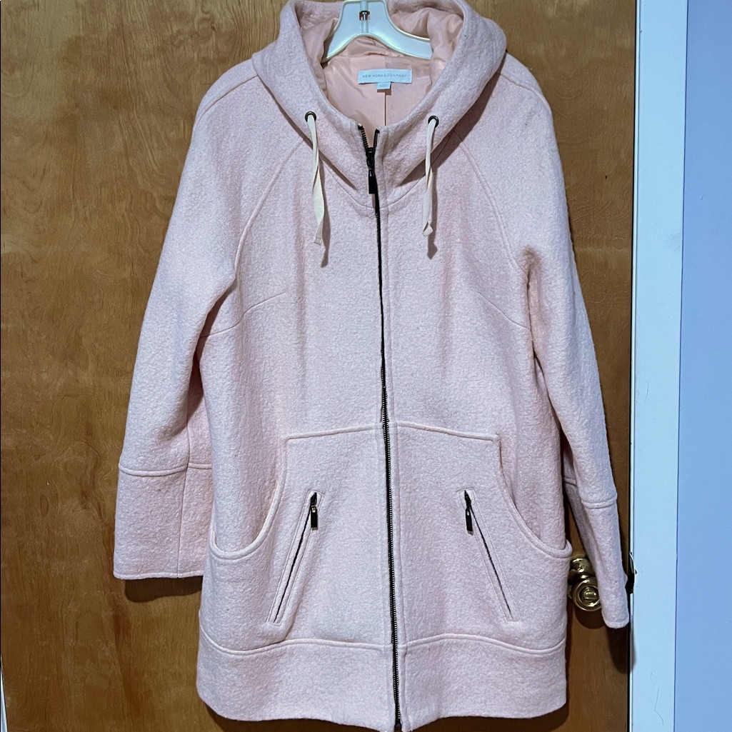 Nwot Women’s New York & Company Wool Blend Hooded Coat Size Xl